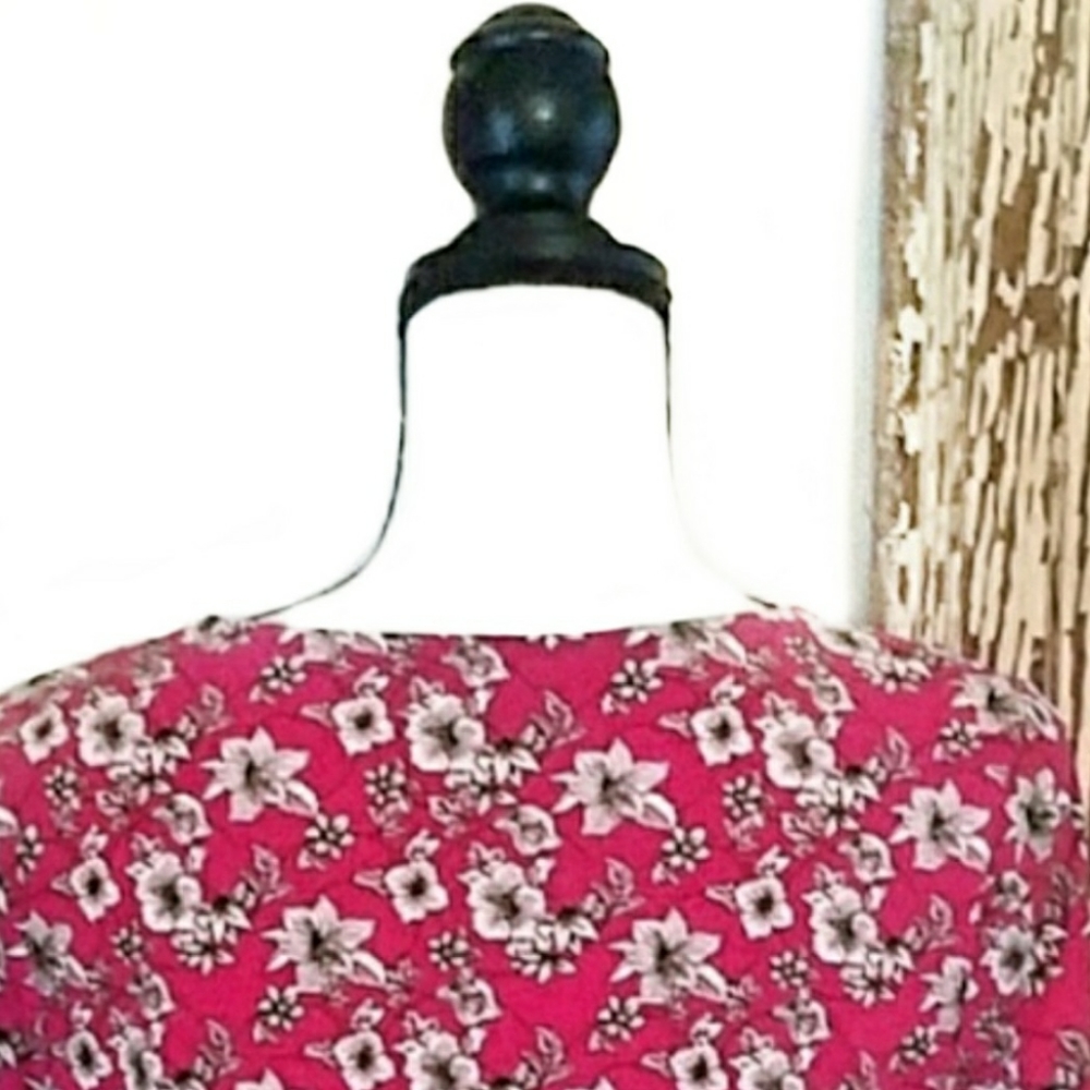 Liz Claiborne Peasant Blouse Red Floral Size MP - Picture 7 of 12